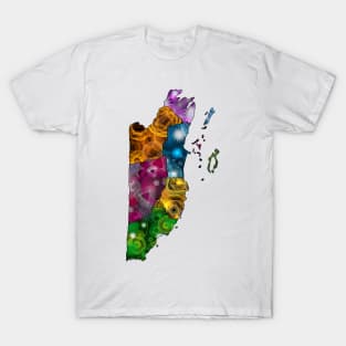 Spirograph Patterned Belize Districts Map T-Shirt